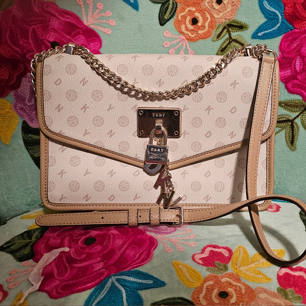 DKNY Elisa shoulder bag beige/tan/white